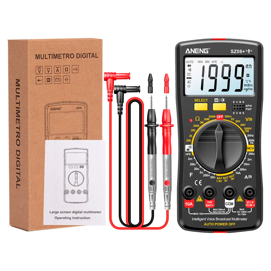 Цифровий мультиметр ANENG AN-SZ08+, V, A, R, C, T, F, функція hFE (AN-SZ08+) - зображення 5