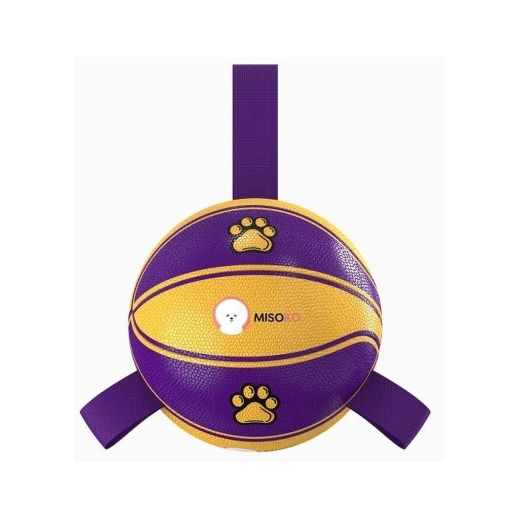 Іграшка для собак MISOKO&CO М'яч надувний у формі баскетбольного м'яча фіолетовий з жовтим 15 см (KINMSK70115) - изображение 1