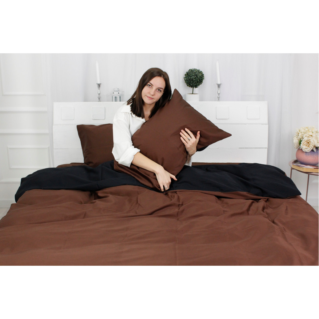 Постільна білизна MirSon King Size Сатин Premium 0211+0055 Dark Chocolate 220х240 (2200001169616) - изображение 4