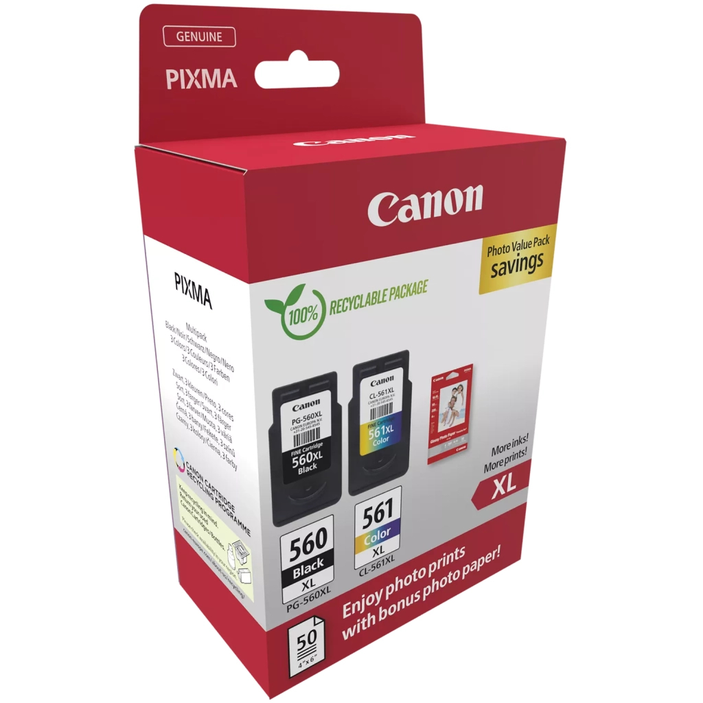 Картридж Canon PG-560/CL-561 XL BK+Color + Photo Paper, Value Pack (3712C008) - зображення 2