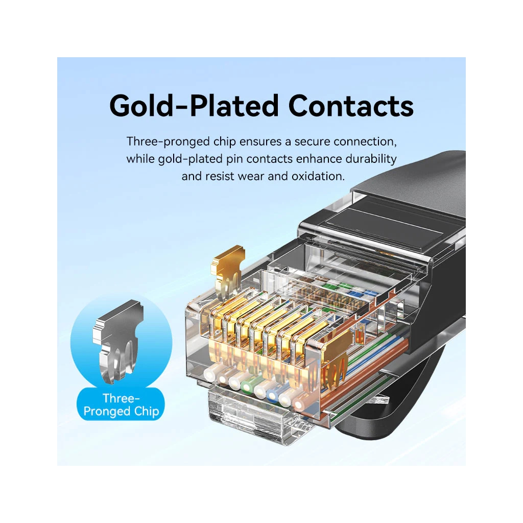 Патч-корд 1м, UTP cat 6 RJ-45 black Vention (IBEBF) - зображення 7