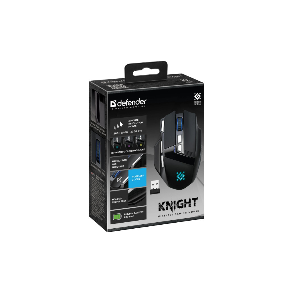 Мишка Defender Knight GM-885 Wireless Black (52885) - зображення 7