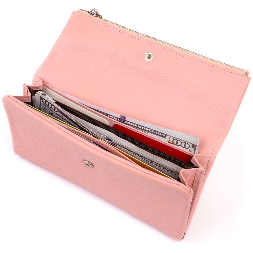 Гаманець ST Leather З кишенею для мобільного Шкіряний Рожевий (19271) - изображение 5