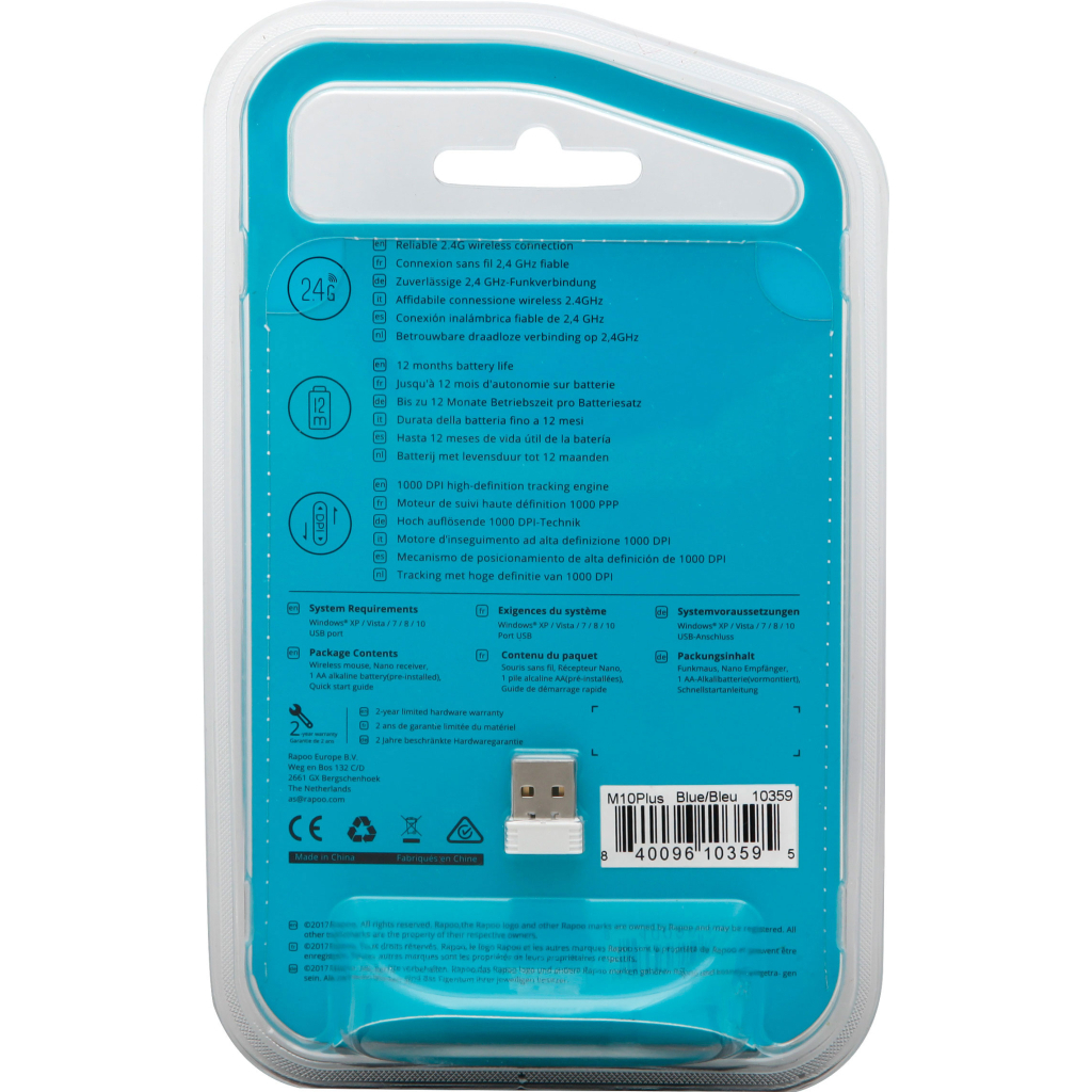 Мишка Rapoo M10 Plus Blue - зображення 6