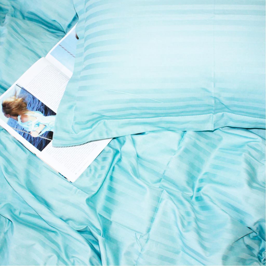 Постільна білизна MirSon SatinStripe 30-0015GreenWave 200х220 Євро (2200005253250) - зображення 4