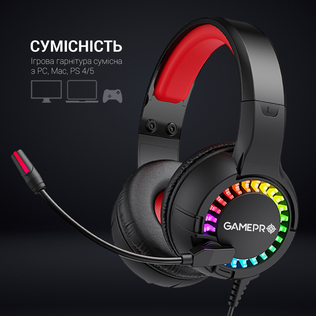 Навушники GamePro HS382 RGB Black/Red - зображення 7