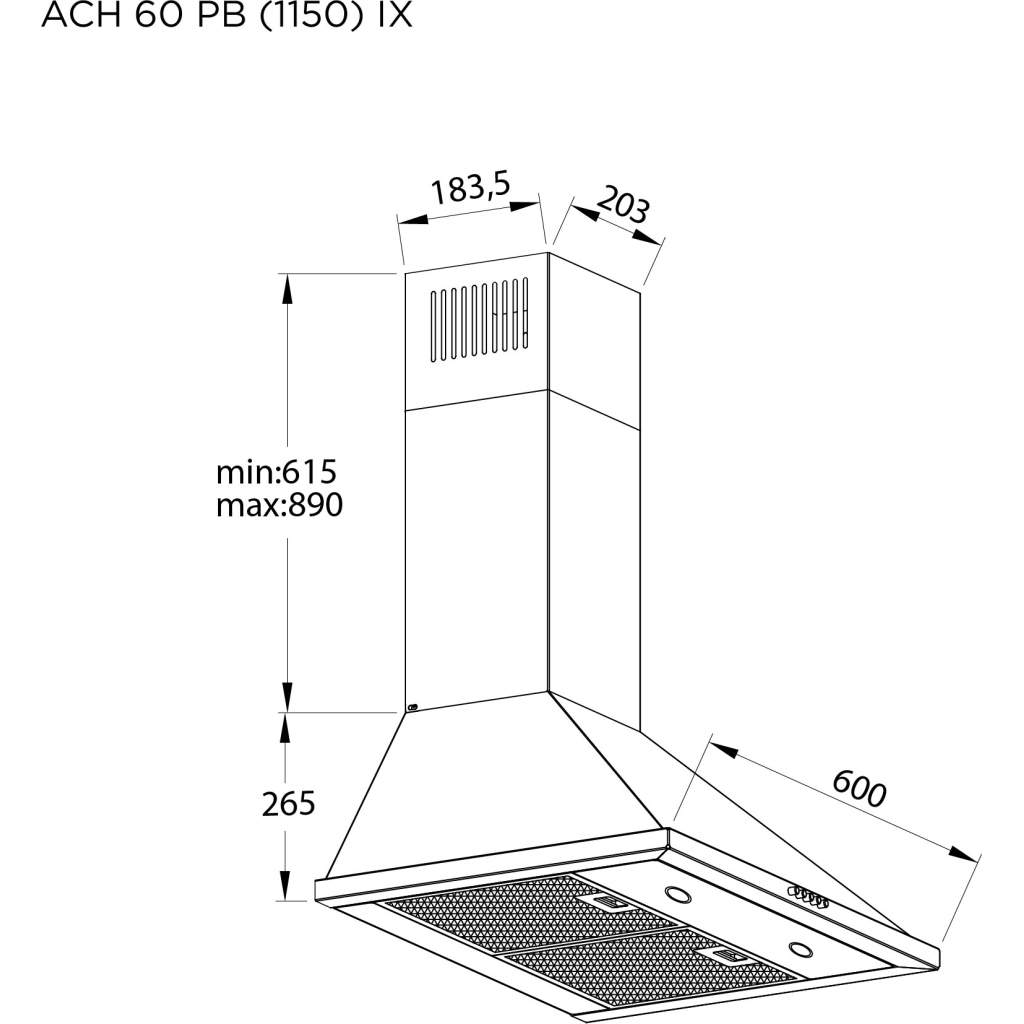Витяжка кухонна Pyramida ACH 60 PB (1150) IX - зображення 7