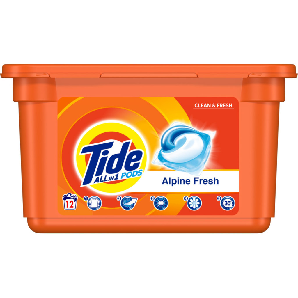 Капсули для прання Tide Все-в-1 Альпійська свіжість 12 шт. (4084500569478/8001090802309) - зображення 1