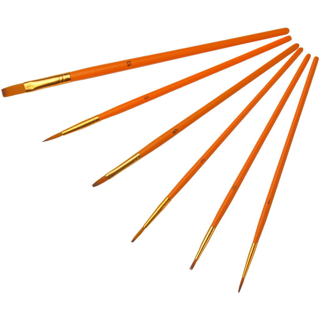 Пензлик для малювання Maxi набір 6 шт синтетичний ворс, пласкі (№ 2, 5, 10) круглі (№ 1, 3, 5) коротка ручка (MX60877) - зображення 2