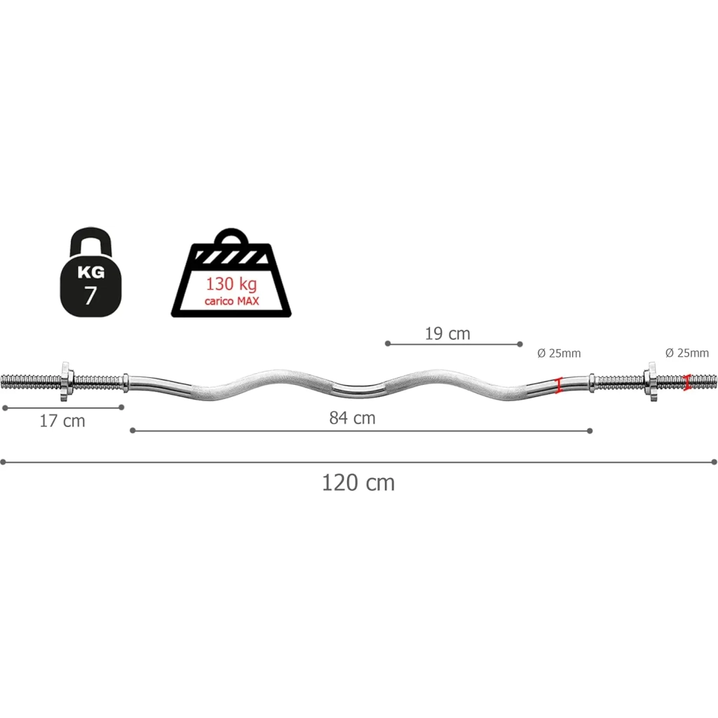 Гриф Toorx W-подібний 120 см 25 мм з гвинтовими замками (BCV-120) (931114) - зображення 3