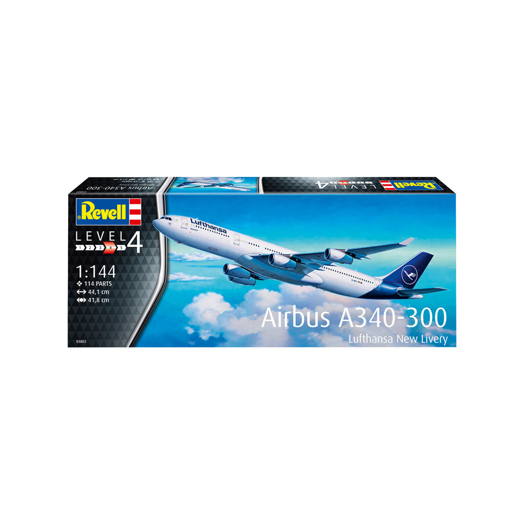 Збірна модель Revell Літак Airbus A340-300 Lufthansa рівень 4 масштаб 1:144 (RVL-03803) - зображення 9