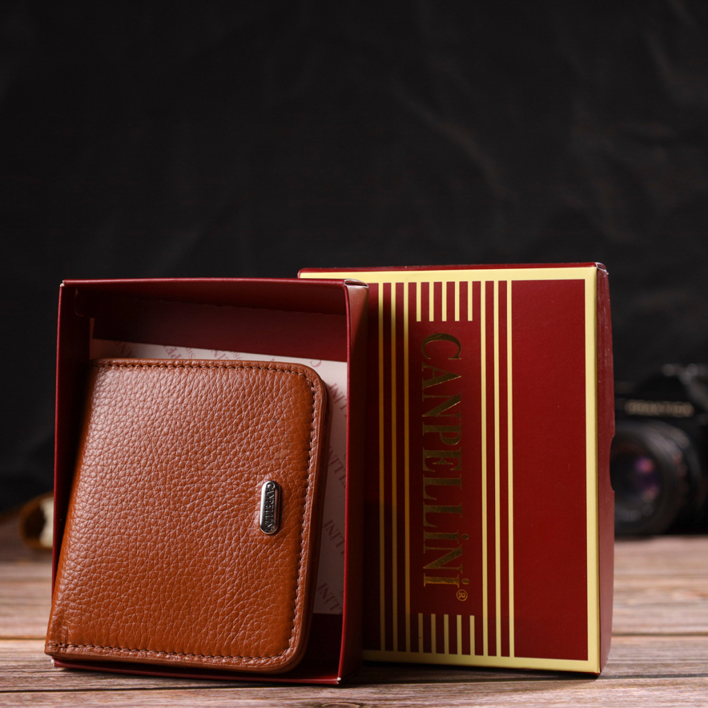 Гаманець Canpellini З натуральної шкіри флотар Світло-коричневий (21796) - зображення 9