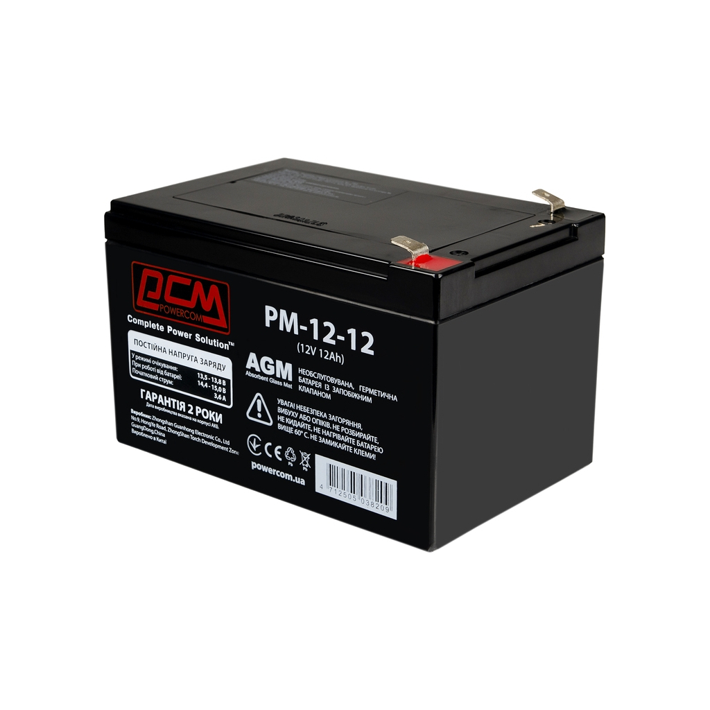 Батарея до ДБЖ Powercom 12В 12Ah (PM-12-12) - зображення 2