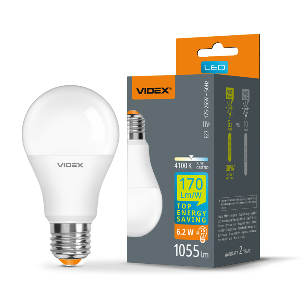 Лампочка Videx LED A60h 6.2W E27 4100K (VL-A60h-62274) - изображение 3