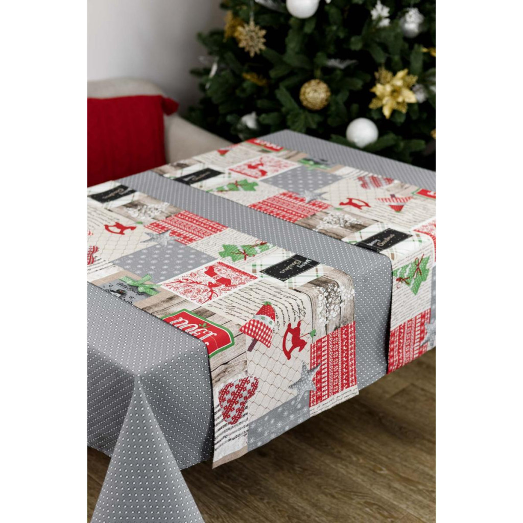 Скатертина Прованс Merry Christmas сіра 220x132 см (4823093451575) - зображення 3