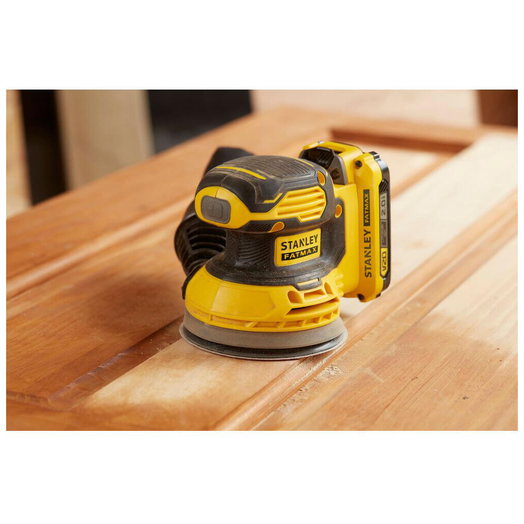 Шліфувальна машина Stanley ексцентрикова акумуляторна FatMax, безщіткова, Li-Ion 18В, 2Ah, 125 мм, 12000 об/хв (SFMCW220D1S) - зображення 2