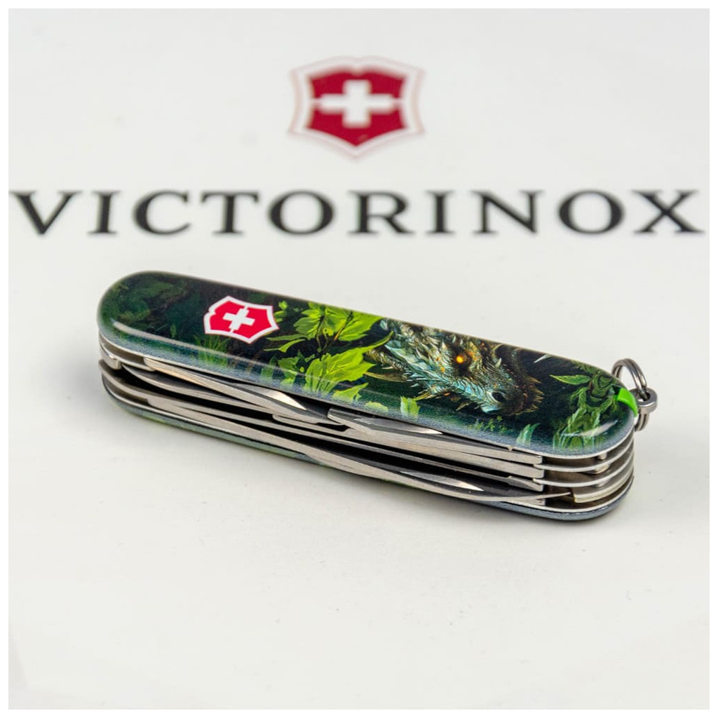 Ніж Victorinox Huntsman Zodiac 91 мм Зелений дерев'яний дракон (1.3713.3_Z3240p) - зображення 6