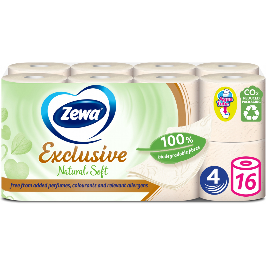 Туалетний папір Zewa Exclusive Natural Soft 4 шари 16 рулонів (7322541361918) - зображення 1