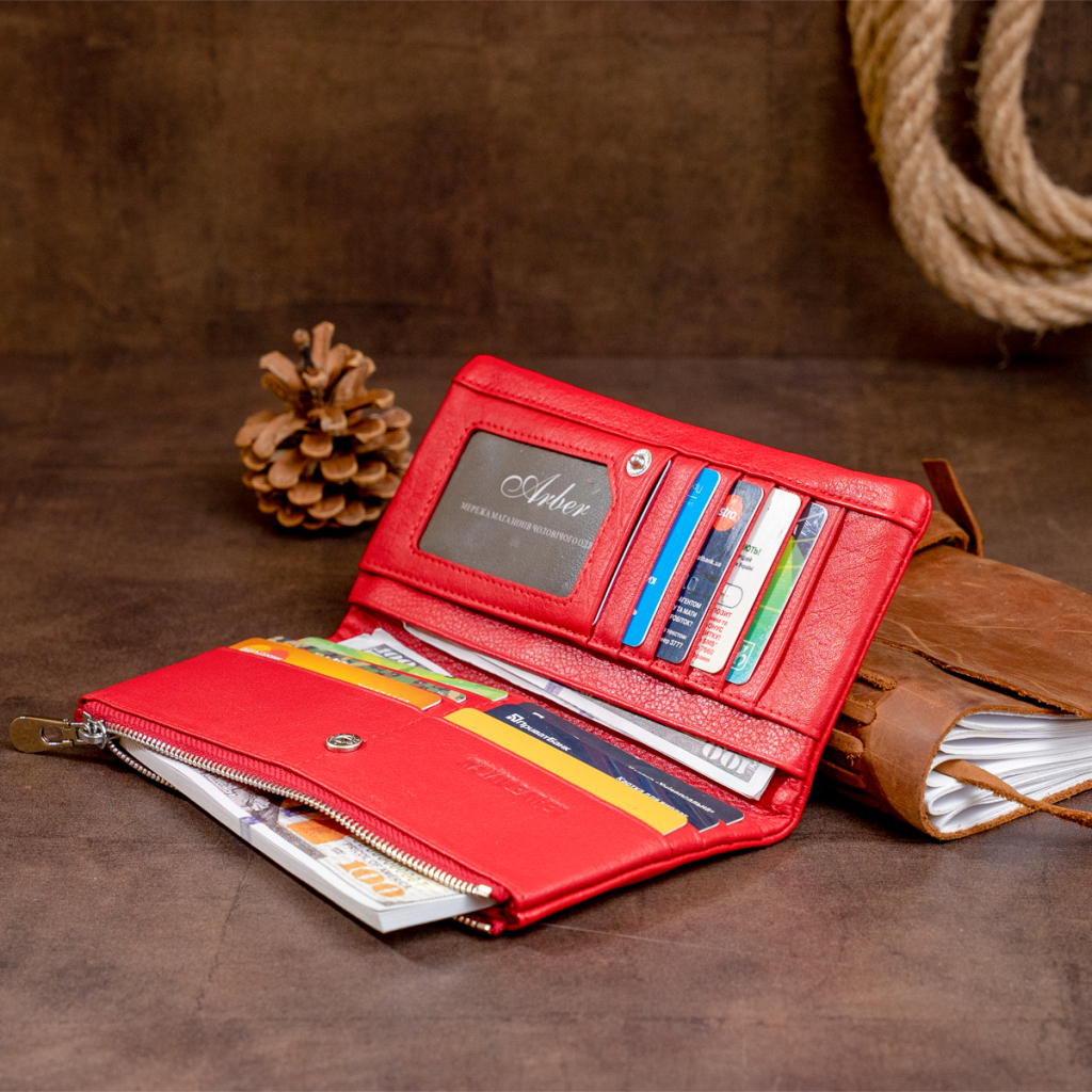 Гаманець ST Leather На кнопці Червоний (19202) - зображення 10