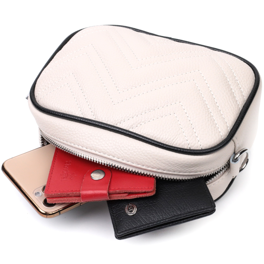 Сумка Vintage Вечірня Жіноча на ланцюжку з натуральної шкіри Біла (22380) - зображення 7