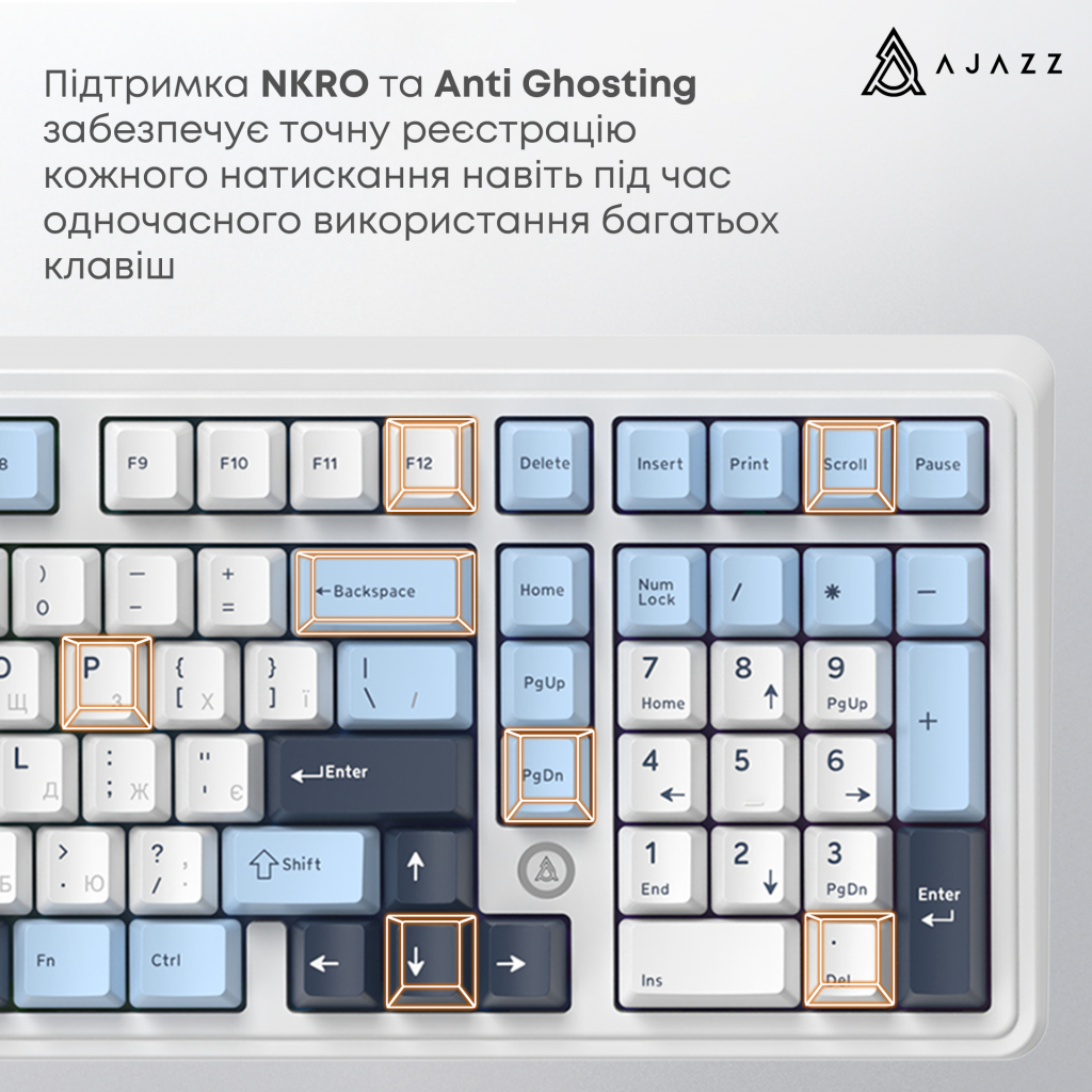 Клавіатура Ajazz AK980 MAX Magnetic Switch USB UA White/Blue (AK980-MAX-M-BWDB) - зображення 11