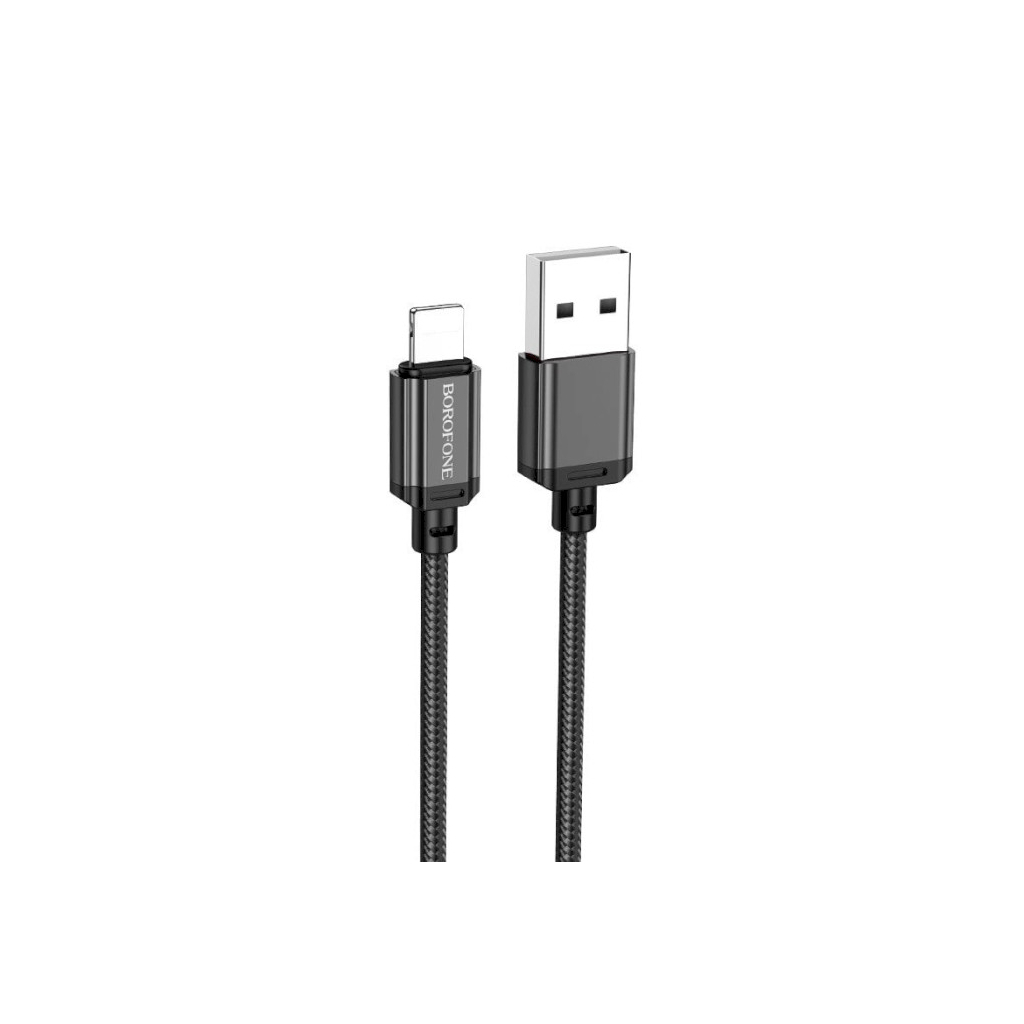 Дата кабель USB 2.0 AM to Lightning 1.0m 2.4A nylon BX87 black BOROFONE (6974443389005) - зображення 2