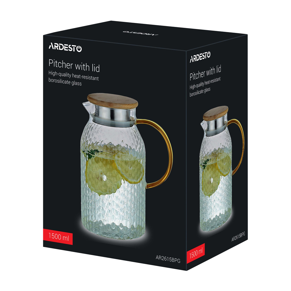 Глечик Ardesto Dew 1500 мл, боросилікатне скло, прозорий (AR2615BPG) - зображення 3