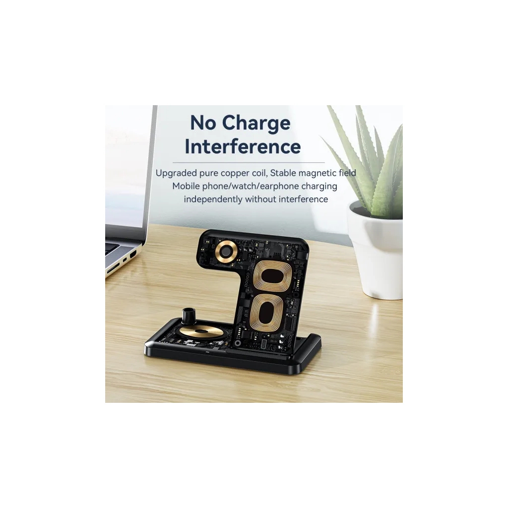 Зарядний пристрій Essager 4-in-1 wireless charger 15W foldable desktop black (EWXZM-JC01-Z) - зображення 10