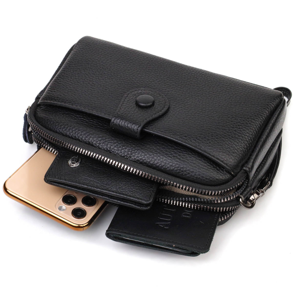 Сумка Vintage Клатч з натуральної шкіри Чорна (22086) - зображення 8