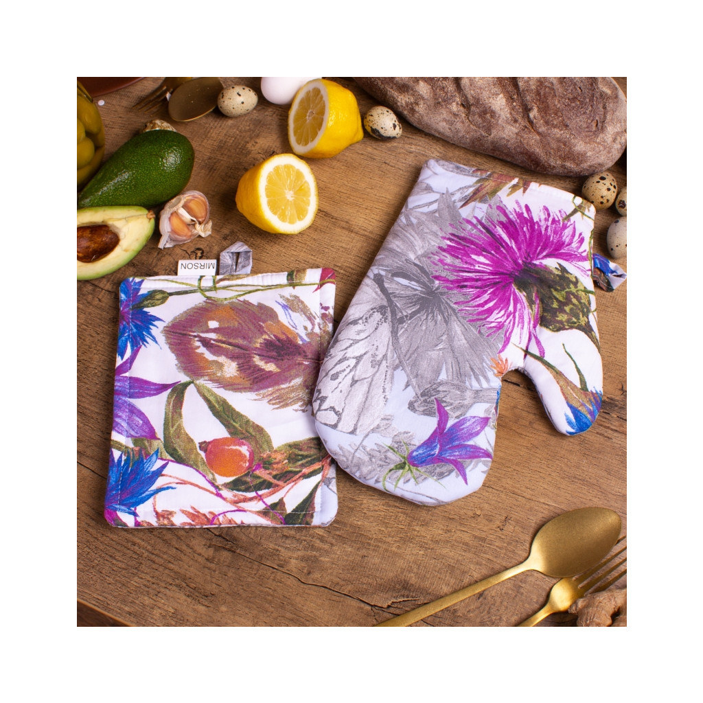 Кухонна прихватка MirSon Набір №7009 бязь прихватка 17х17 см + рукавичка-прихватка 27х17 см (2200006772767) - изображение 2