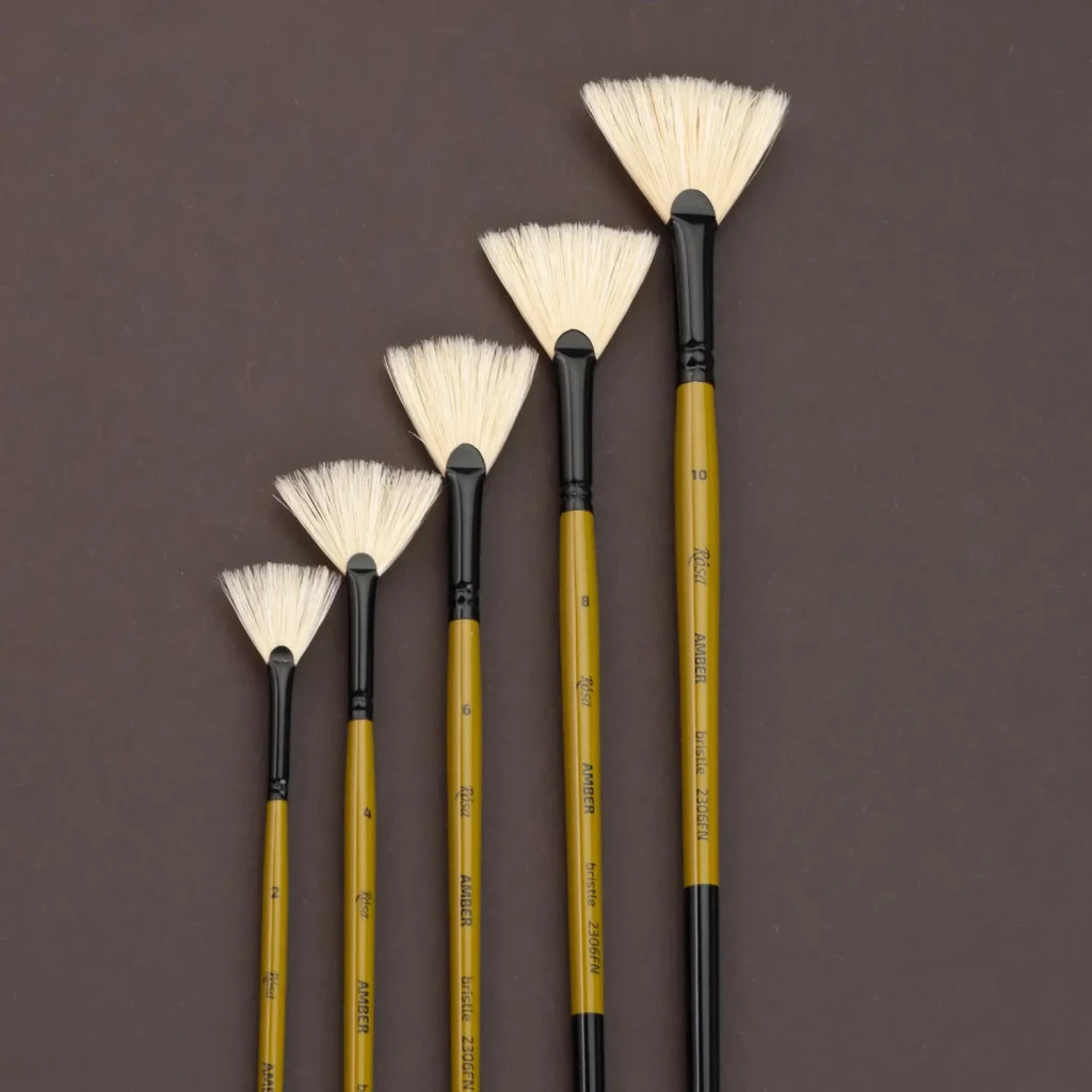 Пензлик для малювання Rosa Щетина віялова, AMBER 2306FN, №0 (4823098533610) - изображение 6