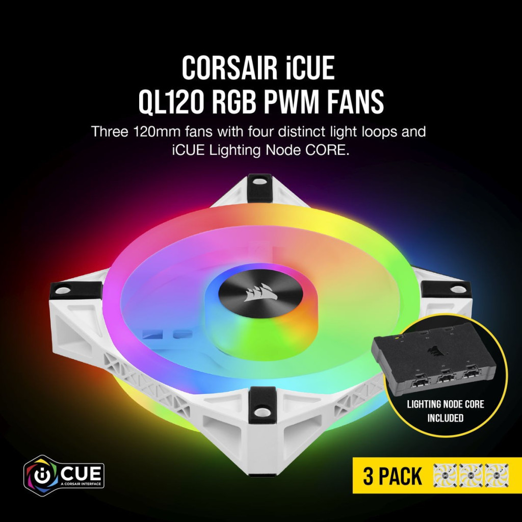Кулер до корпусу Corsair QL Series, WHITE QL120 RGB (CO-9050104-WW) - зображення 9