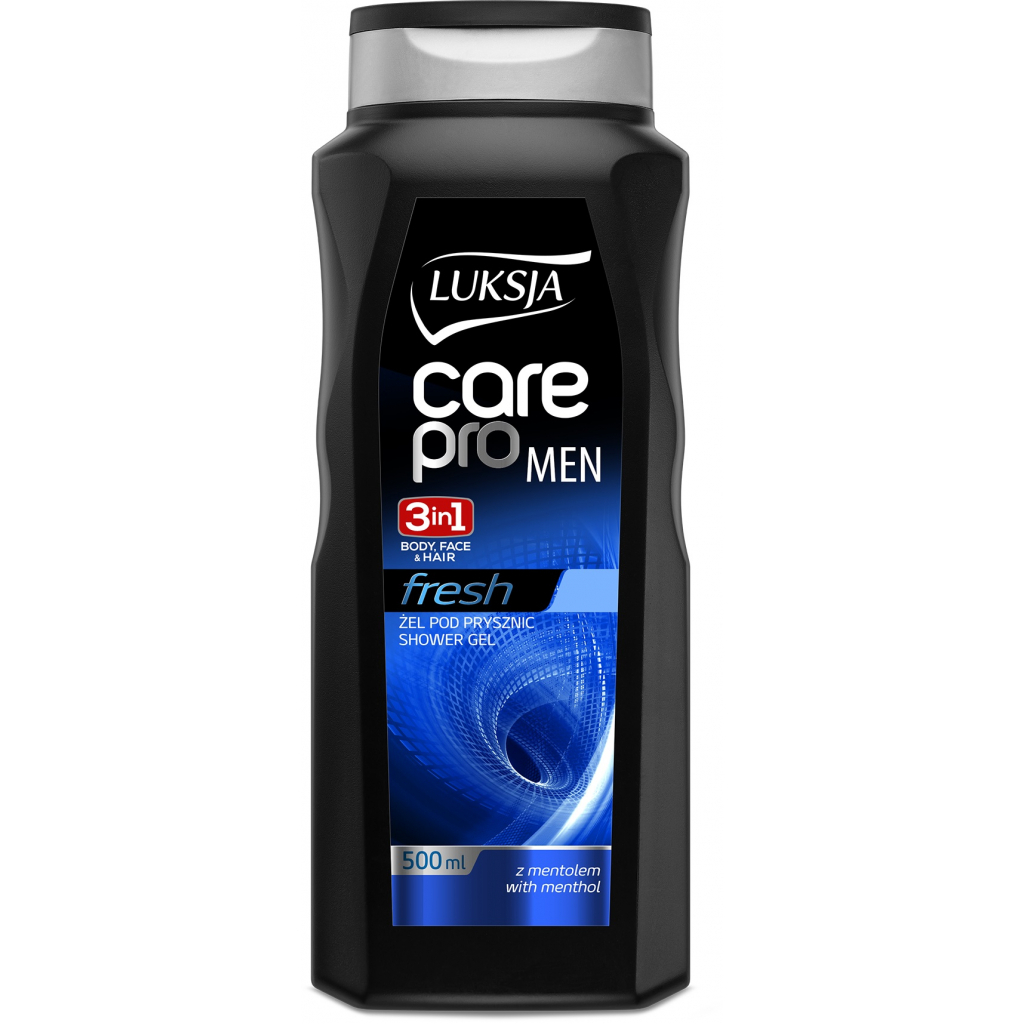 Гель для душу Luksja Care Pro Men 3 in 1 Fresh 500 мл (5900998006624) - изображение 1