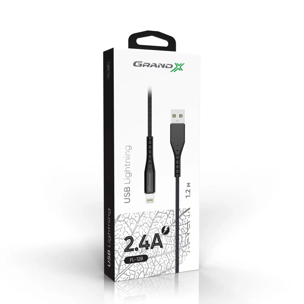 Дата кабель USB 2.0 AM to Lightning 1.2m FL-12B Grand-X (FL-12B) - зображення 3