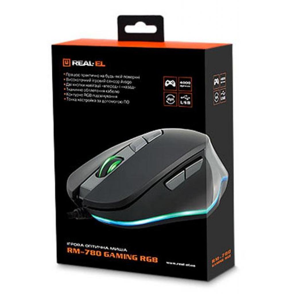 Мишка REAL-EL RM-780 Gaming RGB, black-grey - зображення 6