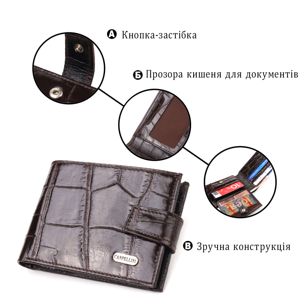 Гаманець Canpellini З натуральної шкіри Коричневий (21516) - зображення 4