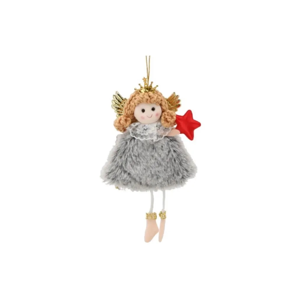 Ялинкова іграшка Chomik Фея хутро 8х16 см, сіра (5900779900554_2) - зображення 2