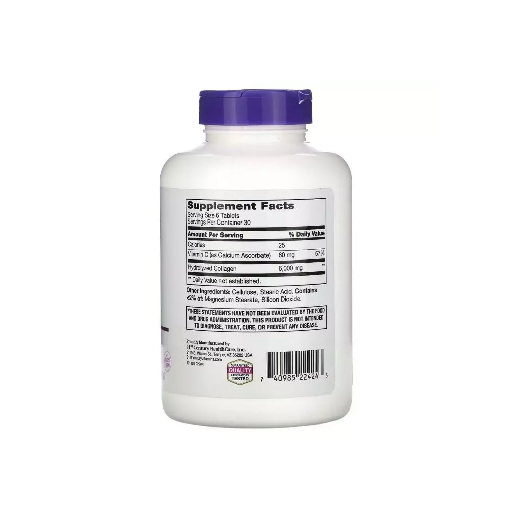 Вітамін 21st Century Супер Колаген із вітаміном C, 1000 мг, Super Collagen Plus Vitamin C, 180 (CEN-22424) - зображення 2