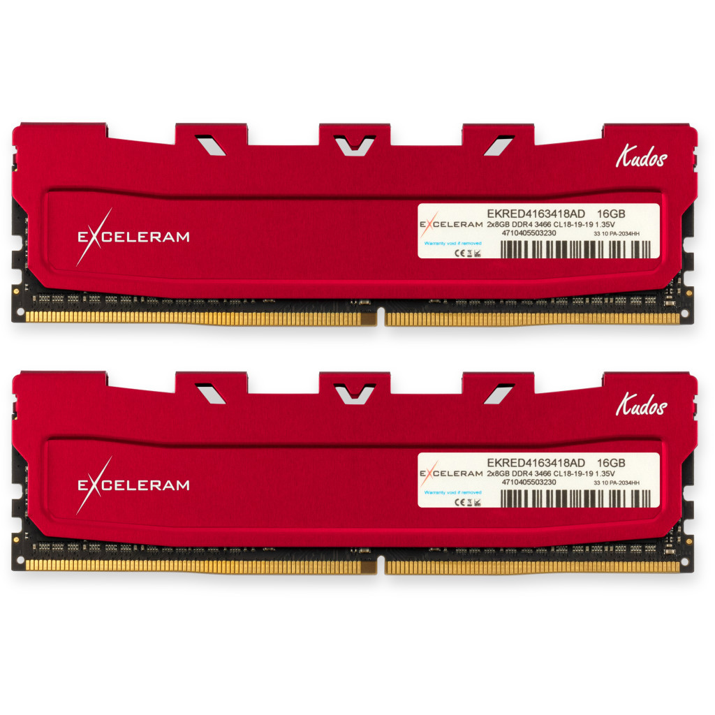 Модуль пам'яті для комп'ютера DDR4 16GB (2x8GB) 3466 MHz Kudos Red eXceleram (EKRED4163418AD) - зображення 1