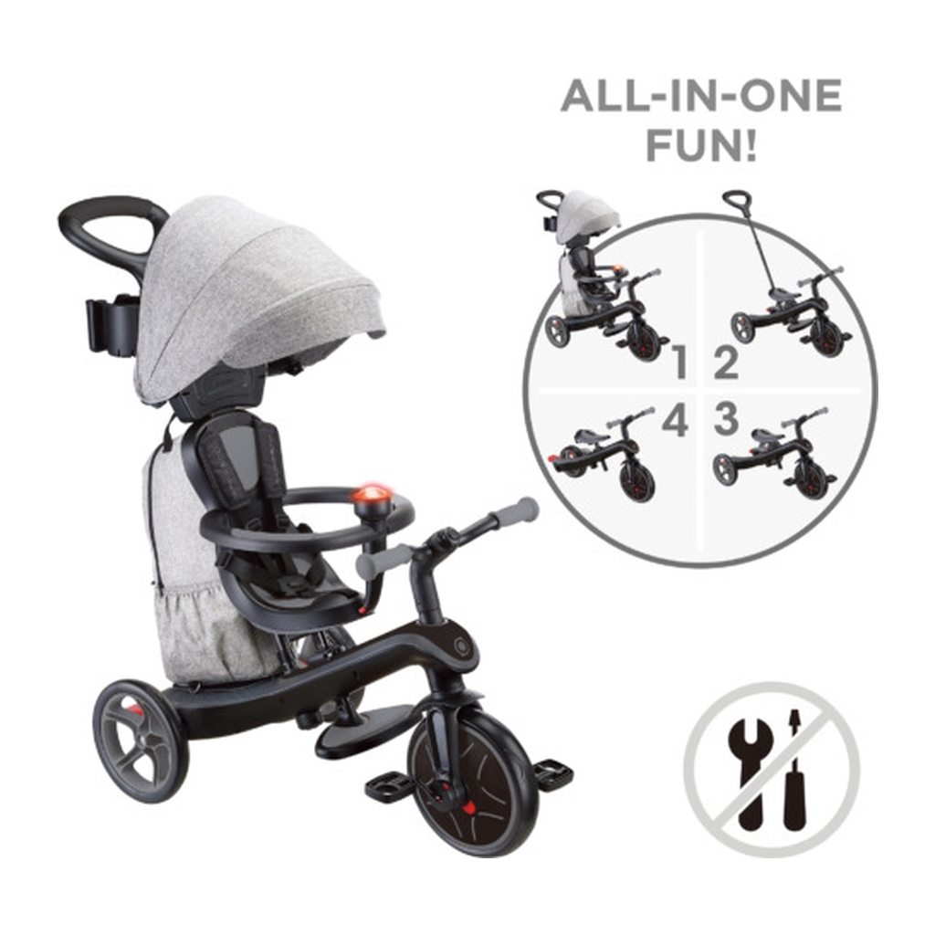 Дитячий велосипед Globber Explorer trike Deluxe play 4 в 1 чорно-сірий (636-120) - зображення 5