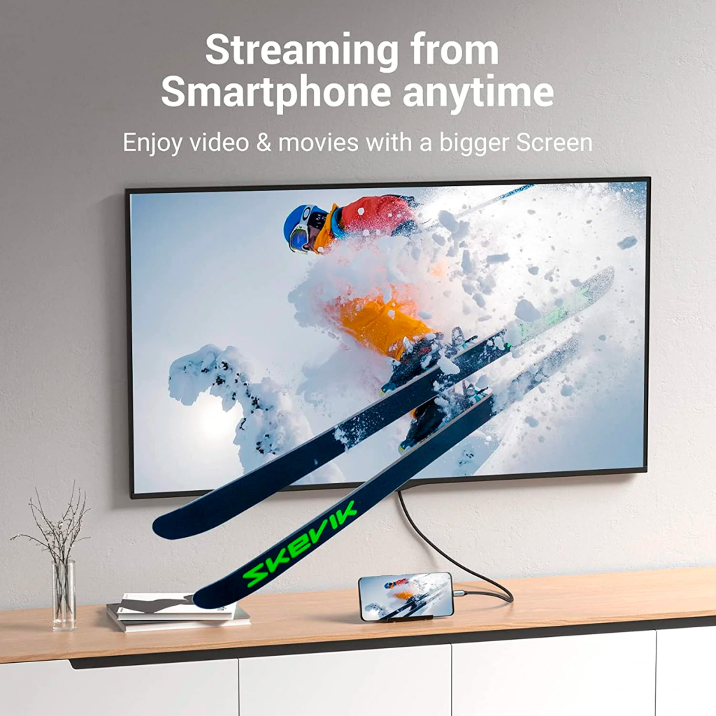 Кабель мультимедійний USB-C to HDMI M 1.0m braided black Vention (CRBBF) - изображение 5