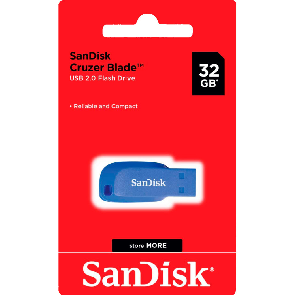 USB флеш накопичувач SanDisk 32GB Cruzer Blade Electric Blue USB 2.0 (SDCZ50C-032G-B35BE) - зображення 3