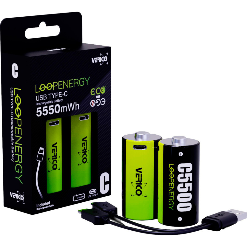 Акумулятор Verico C/R14 USB Type-C 3700mAh 1.5V Li-ion * 2 (LoopEnergy) (1BTOV-A4N0A2-NN) - зображення 4