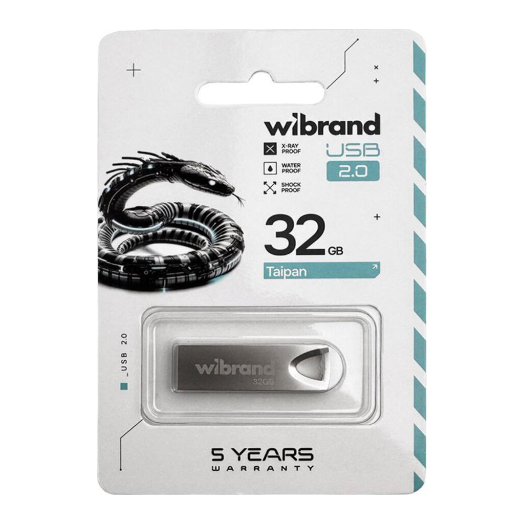 USB флеш накопичувач Wibrand 32GB Taipan Silver USB 2.0 (WI2.0/TA32U2S) - зображення 3