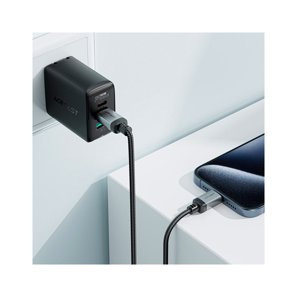 Дата кабель USB-C to USB-C 1.2m 3A aluminum alloy C20-03 Black Acefast (6974316283775) - зображення 6