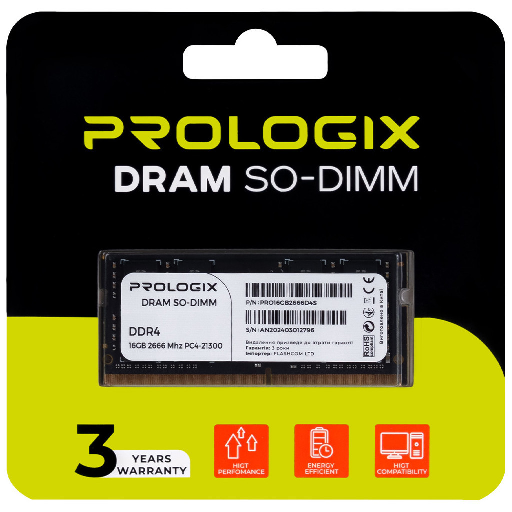 Модуль пам'яті для ноутбука SoDIMM DDR4 16GB 2666 MHz Prologix (PRO16GB2666D4S) - зображення 4