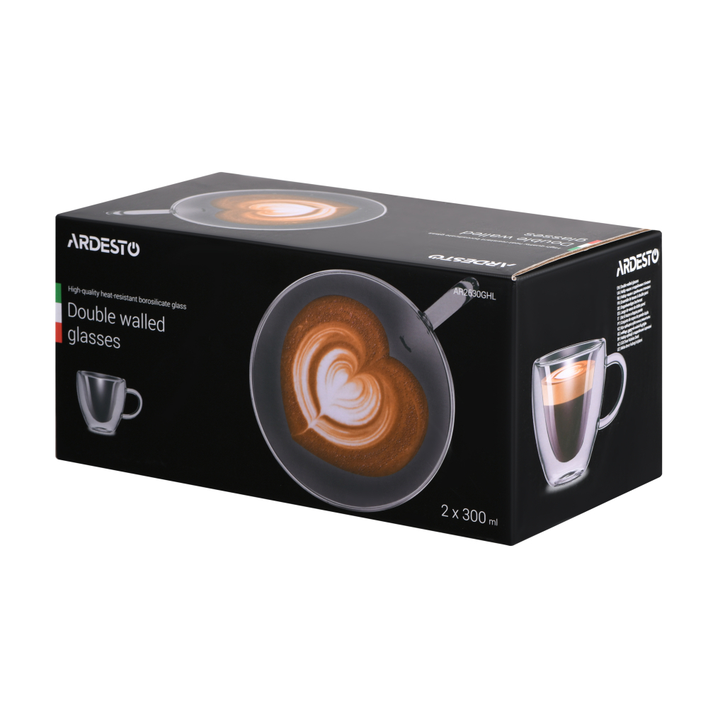 Набір чашок Ardesto 300 мл H 9,5 см 2 шт (AR2630GHL) - зображення 3