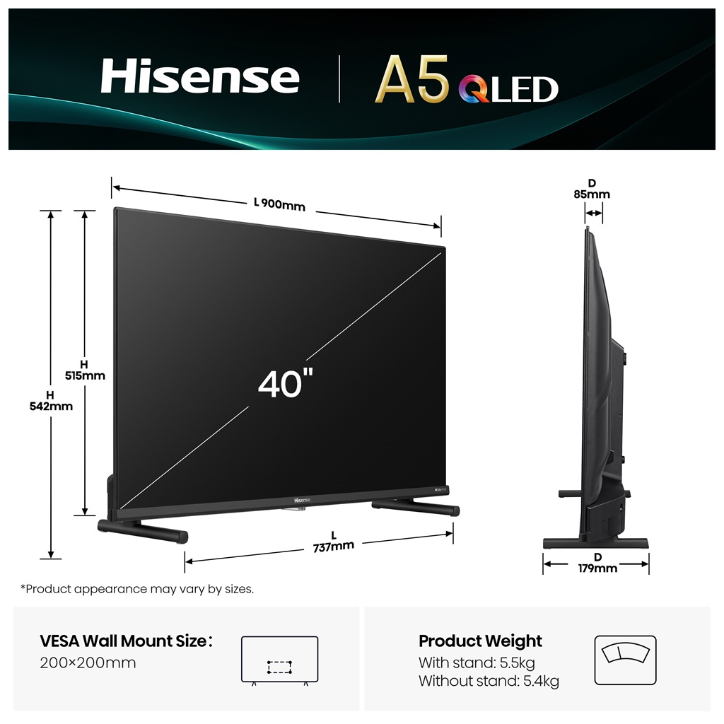 Телевізор Hisense 40A5Q - зображення 2