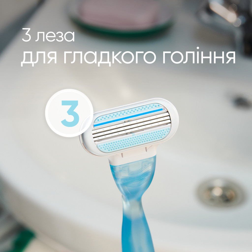 Набір косметики Gillette Станок для гоління Venus Smooth + 2 змінних леза + Гель для гоління Satin Care Алое Вера 75 мл (8700216077217) - зображення 3