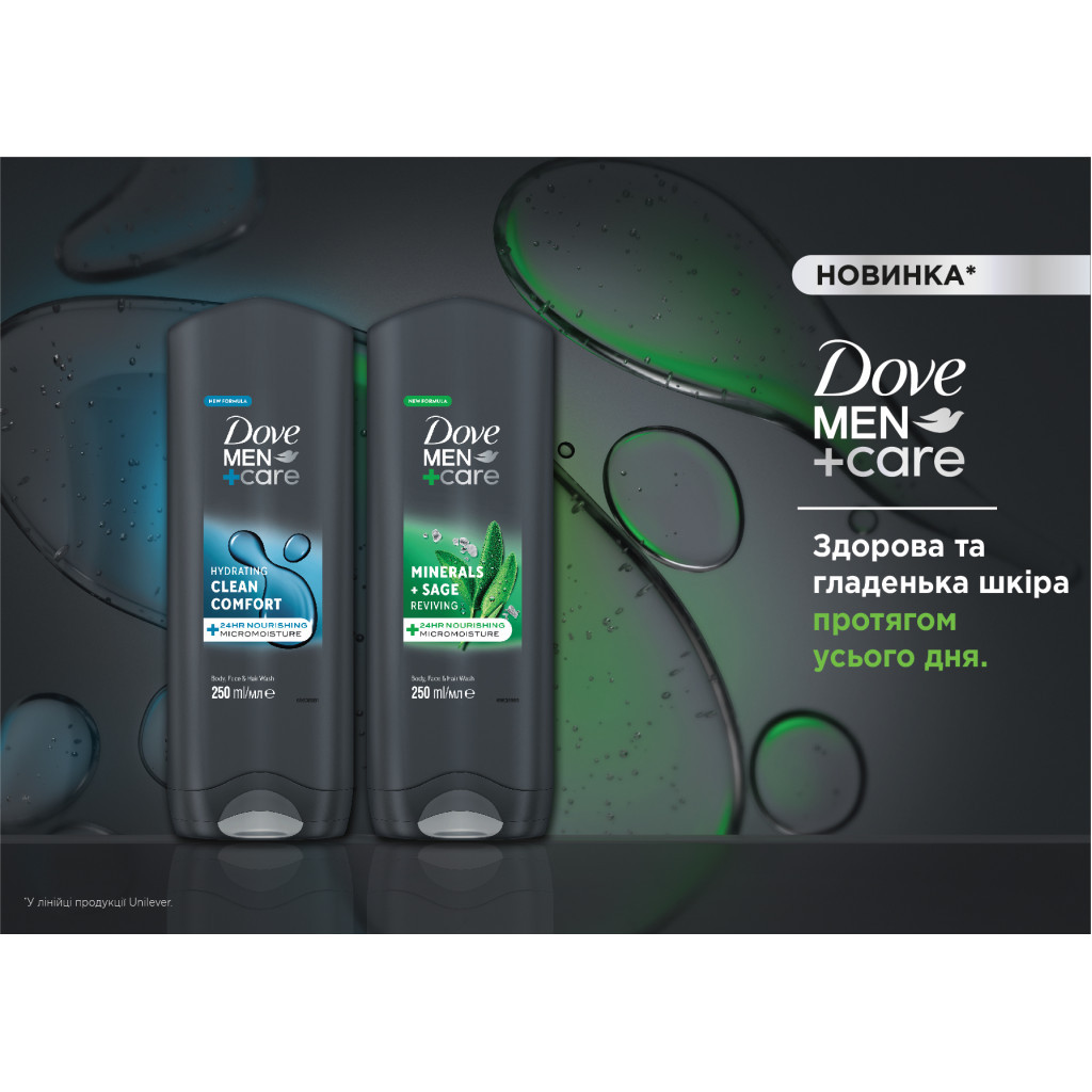 Гель для душу Dove Men+Care Чистота та комфорт 400 мл (8717644683149/8720181313448) - зображення 4
